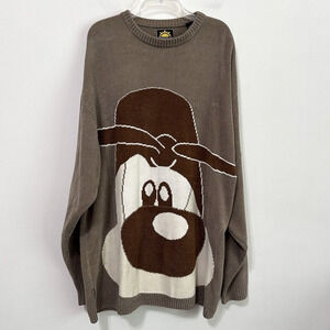 Meoshe Urban Knit Sweater Mens 3X Big & Tall Y2K 2000s Hip Hop Streetwear Dog